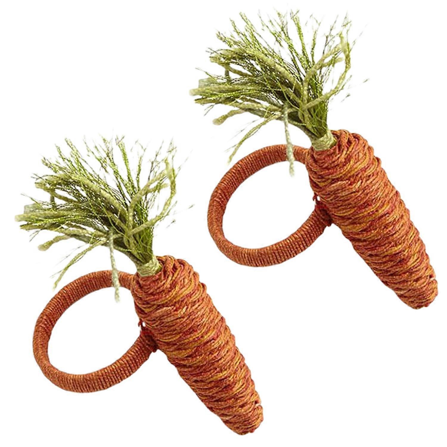 2Pcs Napkin Ring Elegant Easter Carrot Hand Woven Serviette Buckle Home Decor