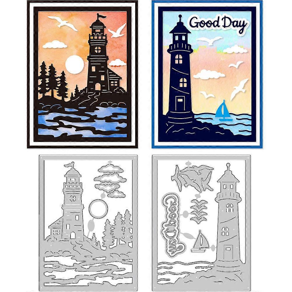 Lighthouse Carbon Steel Cutting Dies Stencils for DIY Scrapbooking Photo Album Decorative Embossing Paper Card Lighthouse 147x107x0.8mm 2pcs/set
