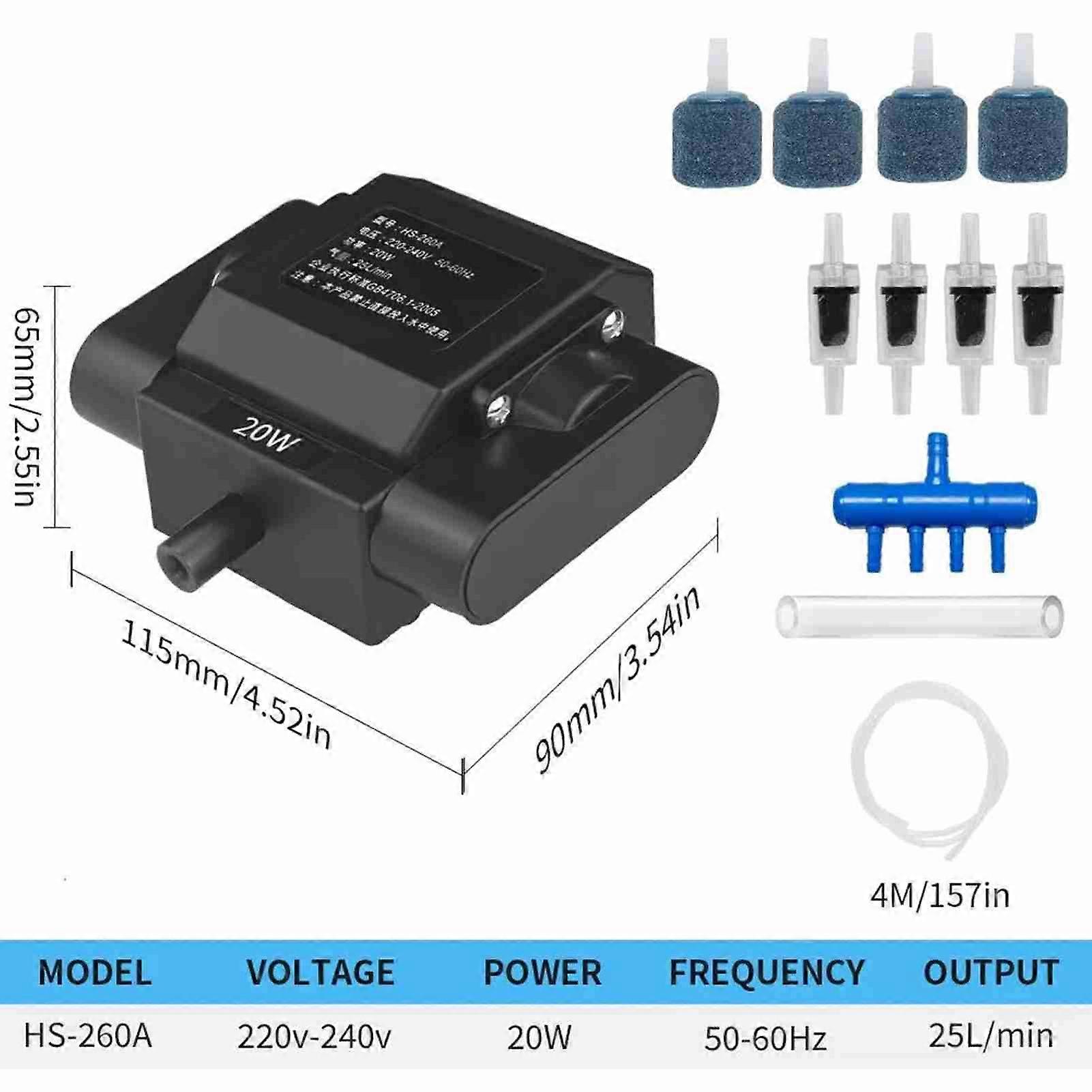 20W/30W Powerful Aquarium Pump Adjustable Fish Oxygen Aerator Pump with 4 Outlets and Accessories for Aquariums Fish Tanks Ponds Hydroponic