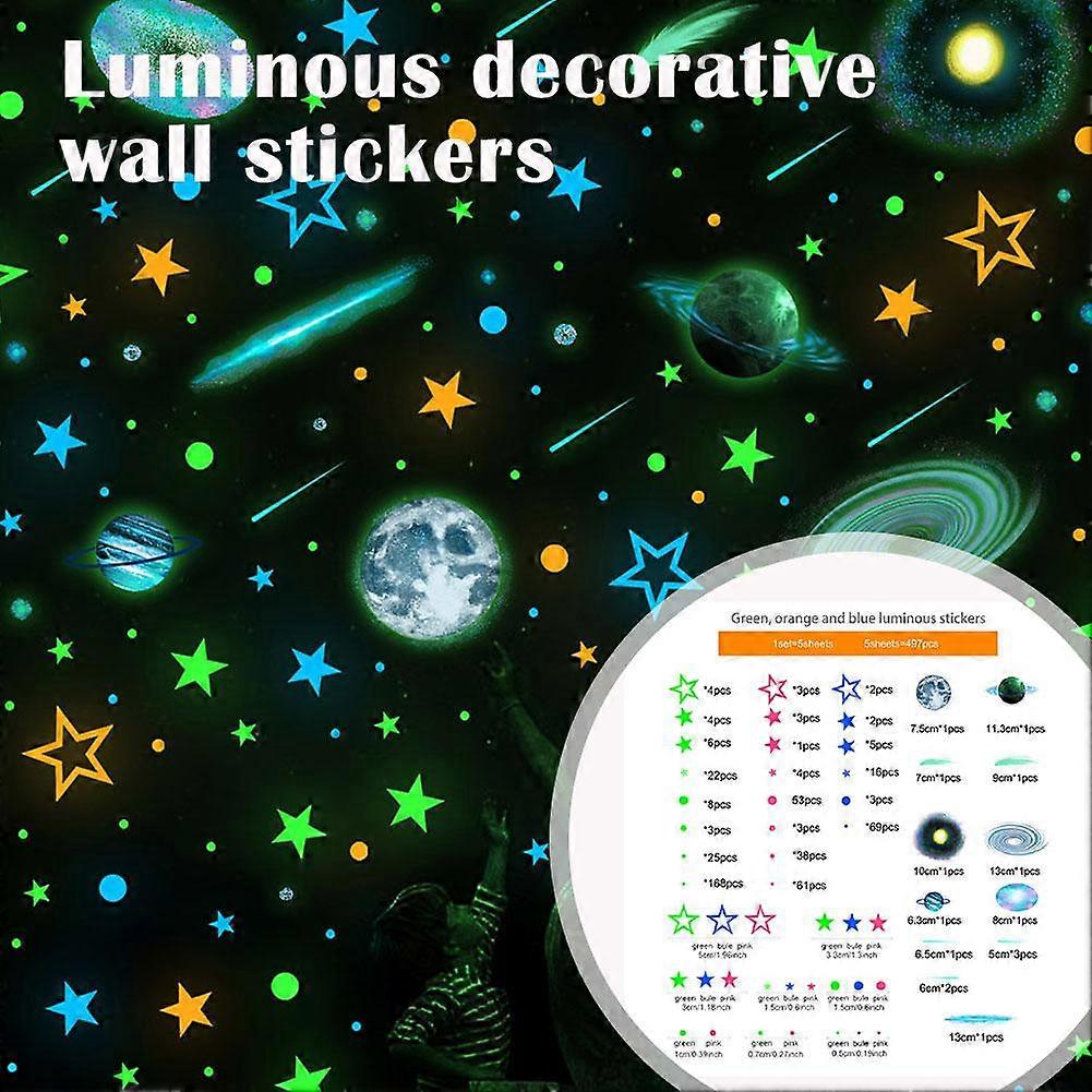 Luminous Decorative Wall Sticker Three Color Star Glow Decor