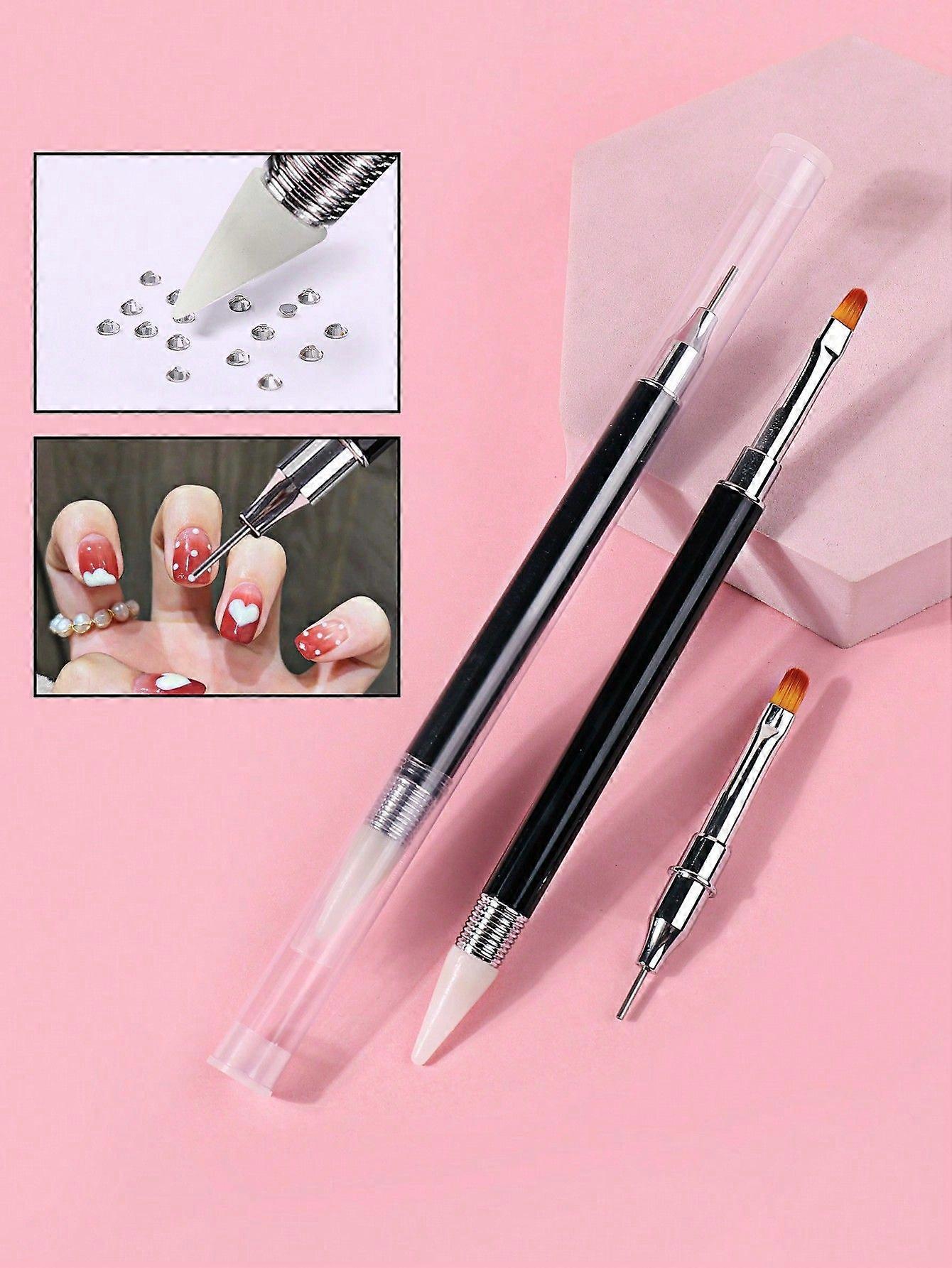 مسمار فن حبة القلم مع رأس الشمع ووظيفة ذاتية اللصق ، تصميم مزدوج النهاية لالتقاط وإزالة الكريستال ، حجر الراين ، الأحجار الكريمة ، ملصق المجوهرات ، واحد
