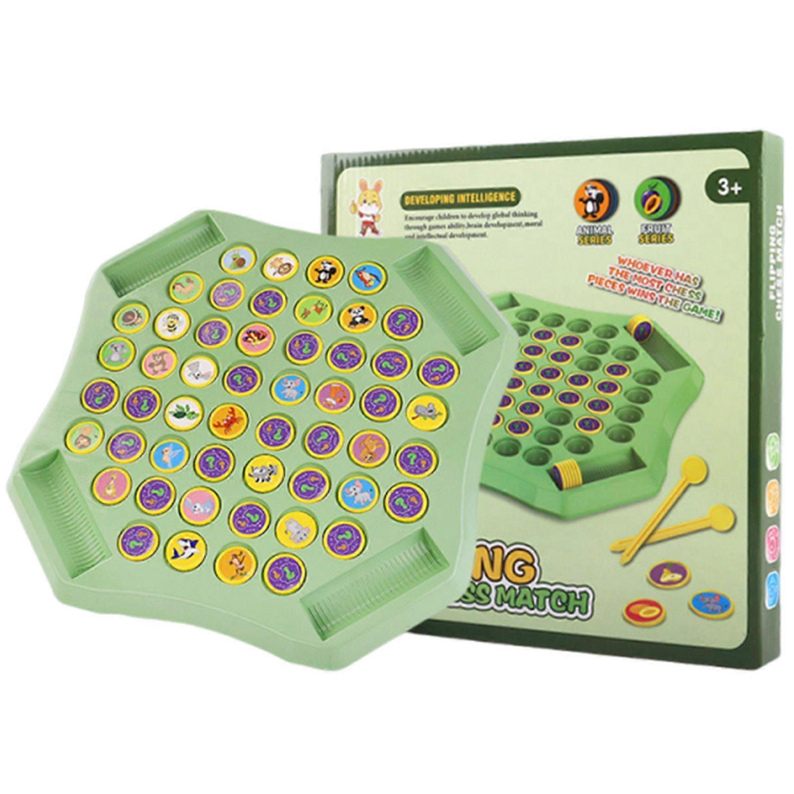 Kids Memory-Chess Game Animal Flip Chess-Board Game Parent-child Interactive Puzzle Reasoning Toy for Boys Girls