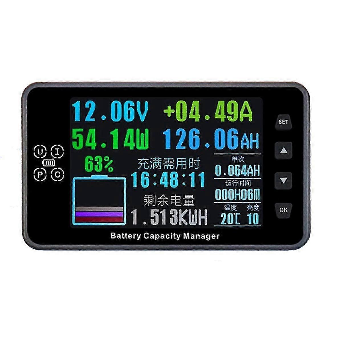 Va9910 3.5in 8-120v/0-300a Digital Voltmeter Ammeter Battery Capacity Indicator Hall Coulomb Meter Tester Power Detector