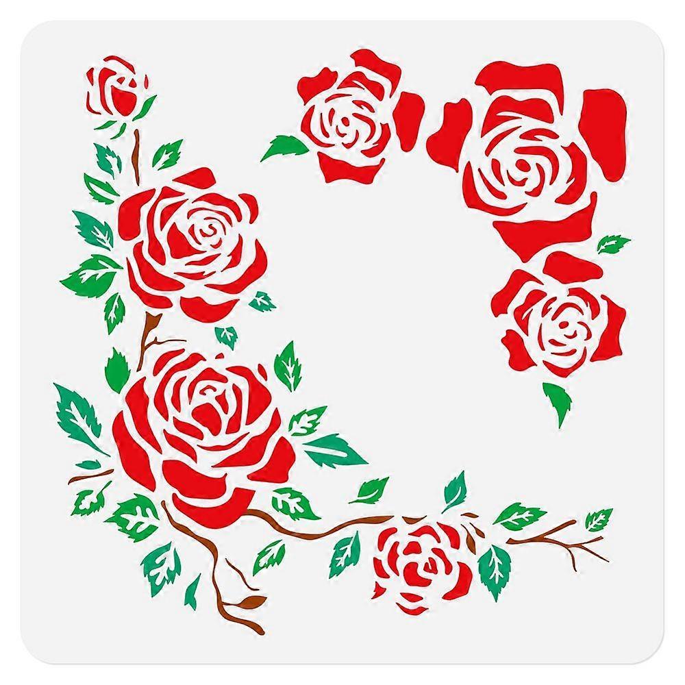 1pc PET Hollow Out Drawing Painting Stencils for DIY Scrapbook Photo Album June Rose 300x300mm