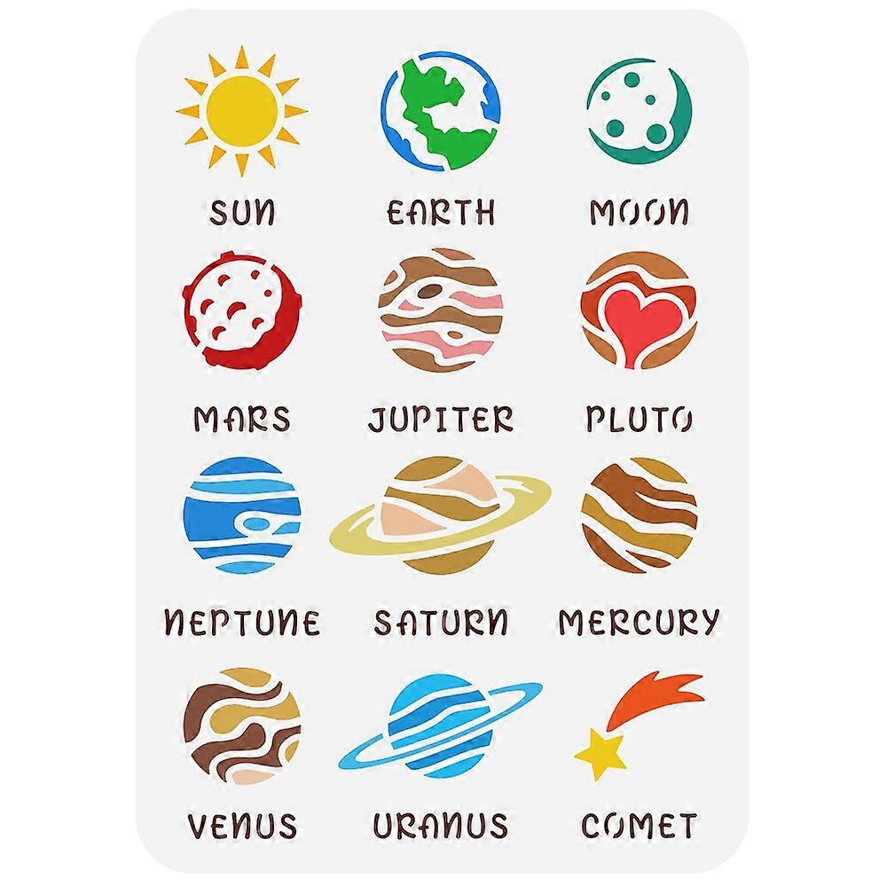 1pc Plastic Drawing Painting Stencils Templates for Painting on Scrapbook Fabric Tiles Floor Furniture Wood Rectangle Universe Themed Pattern 29.7x21c