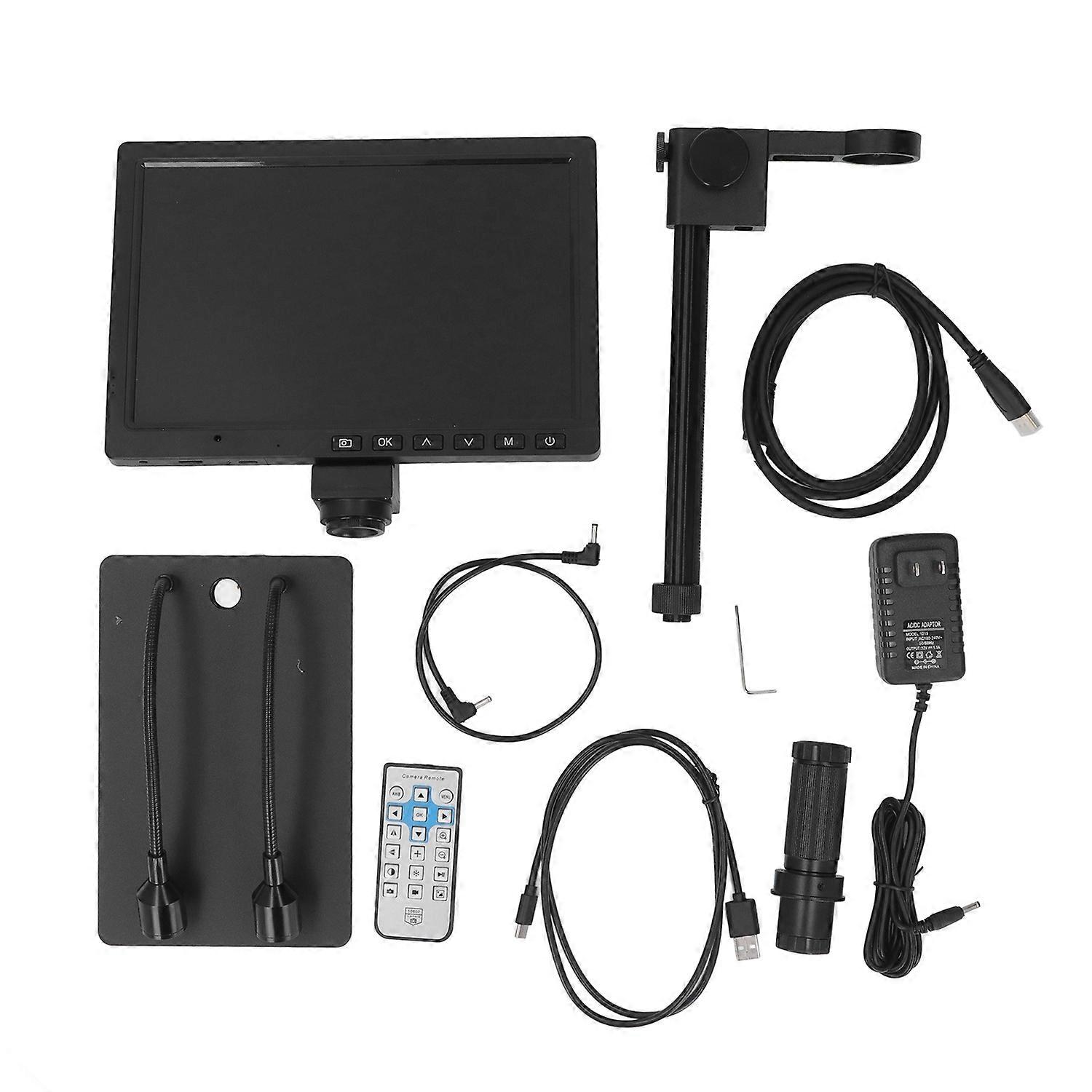 Industrial Microscope Camera with 10.1 Inch LCD Screen and Metal Stand 16MP Image 1080P Video 1‑150X