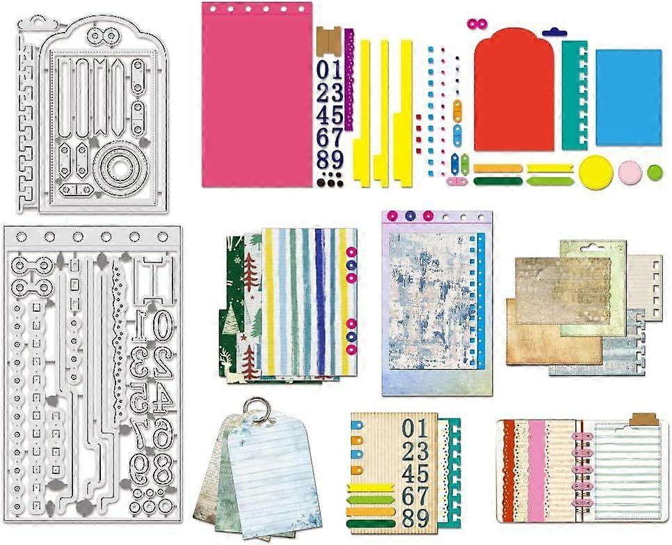 Loose-Leaf Binder & Number Cutting Dies Notebook Diary Notes Frame Cutting Dies Stencils DIY Crafts Cards Cuts for DIY Embossing Card Making Photo Dec