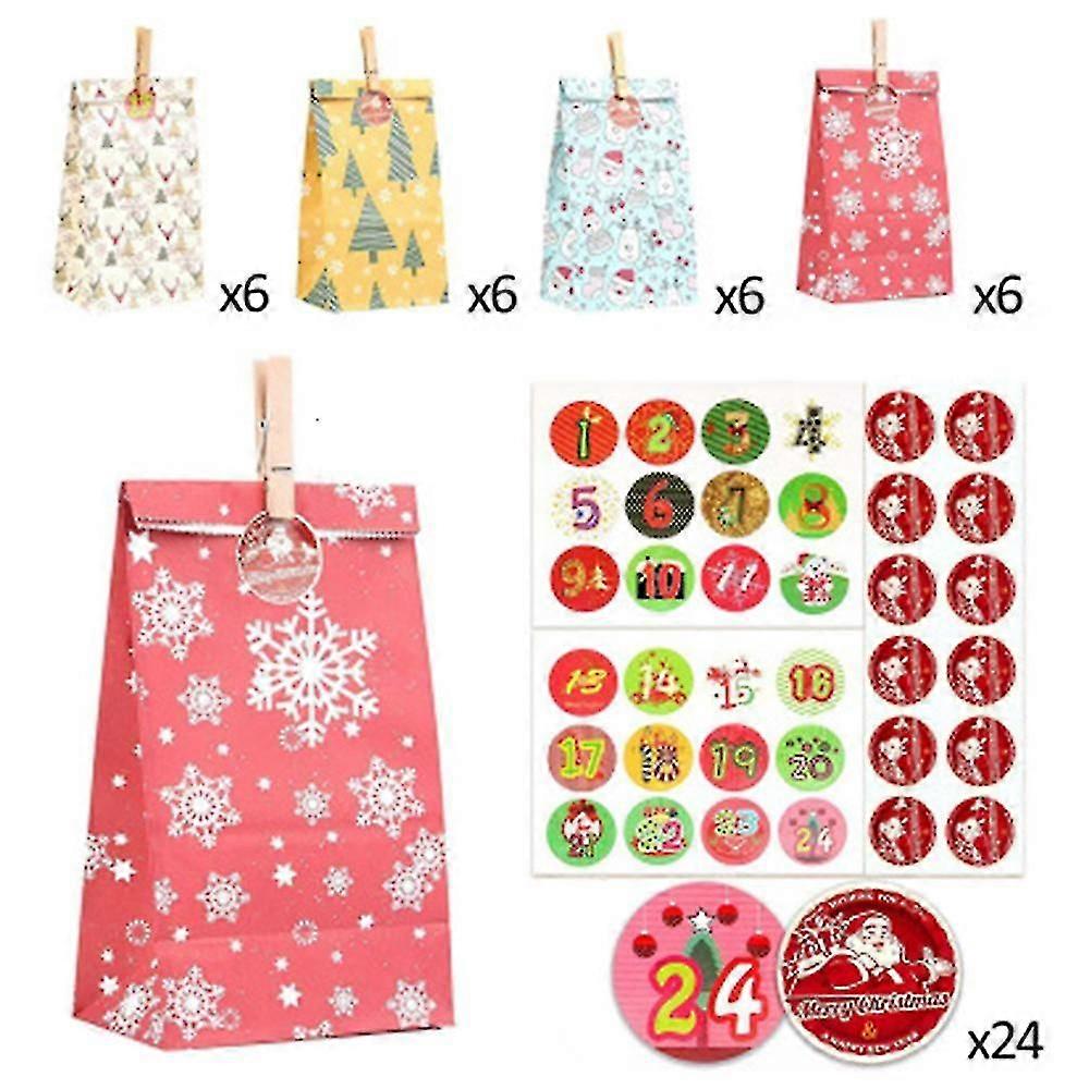 24 Pack Christmas Themed Gift Bags