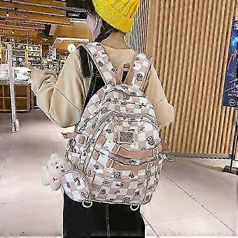 Wasserdichte Frauen Plaid Rucksäcke Niedliche Klare Tasche Schulrucksack für Studenten Mädchen