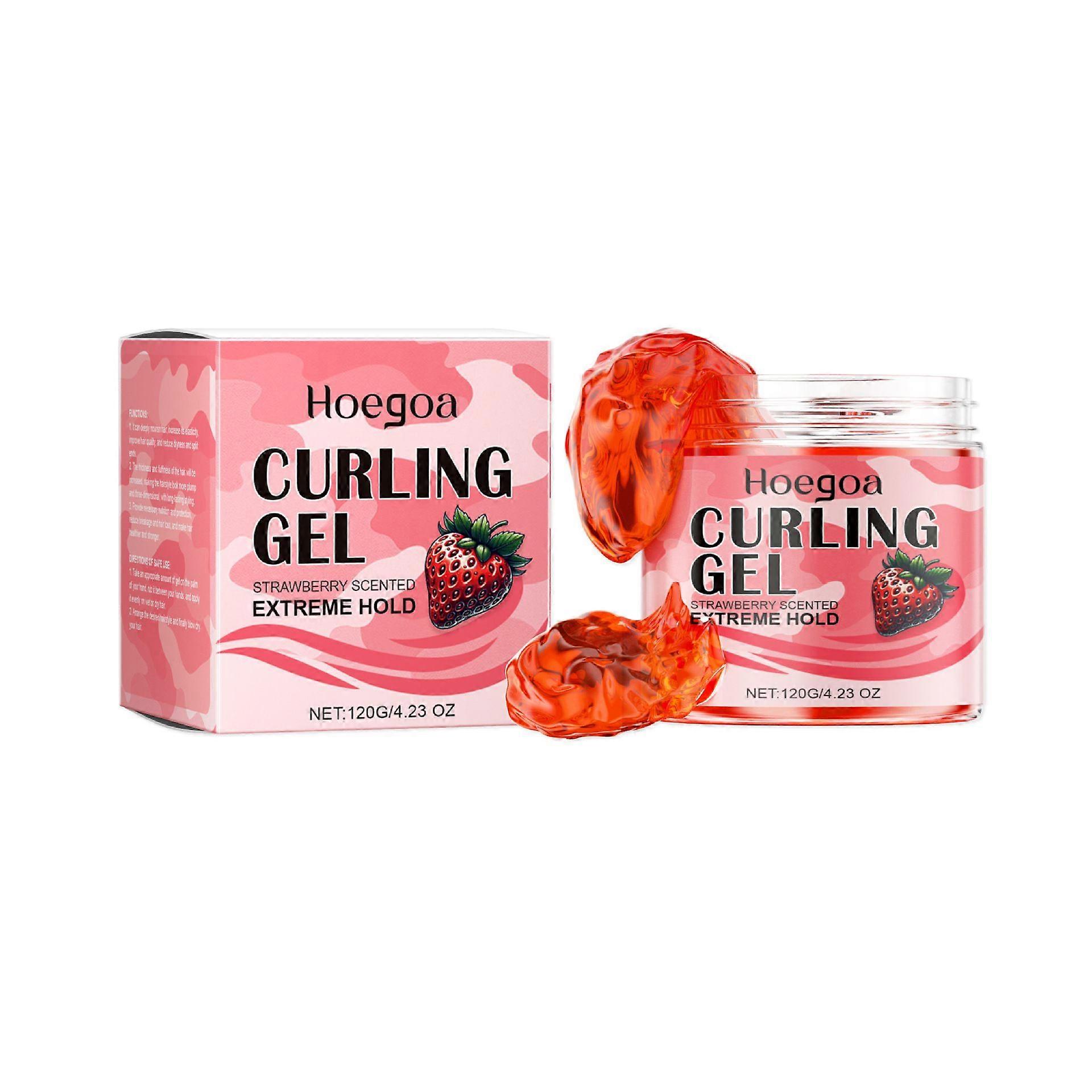 Hoegoa strawberry curl styling gel, free wash, fluffy styling, nourishing, repairing styling cream