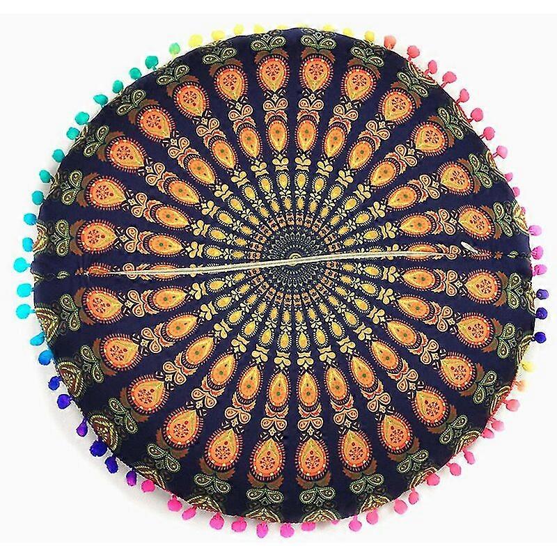 Housse de coussin de sol ronde bohème mandala