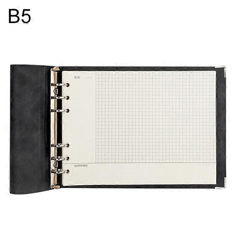 B5 Faux Leather Loose-leaf Grid Notebook, Style:Cornell Checkered Core