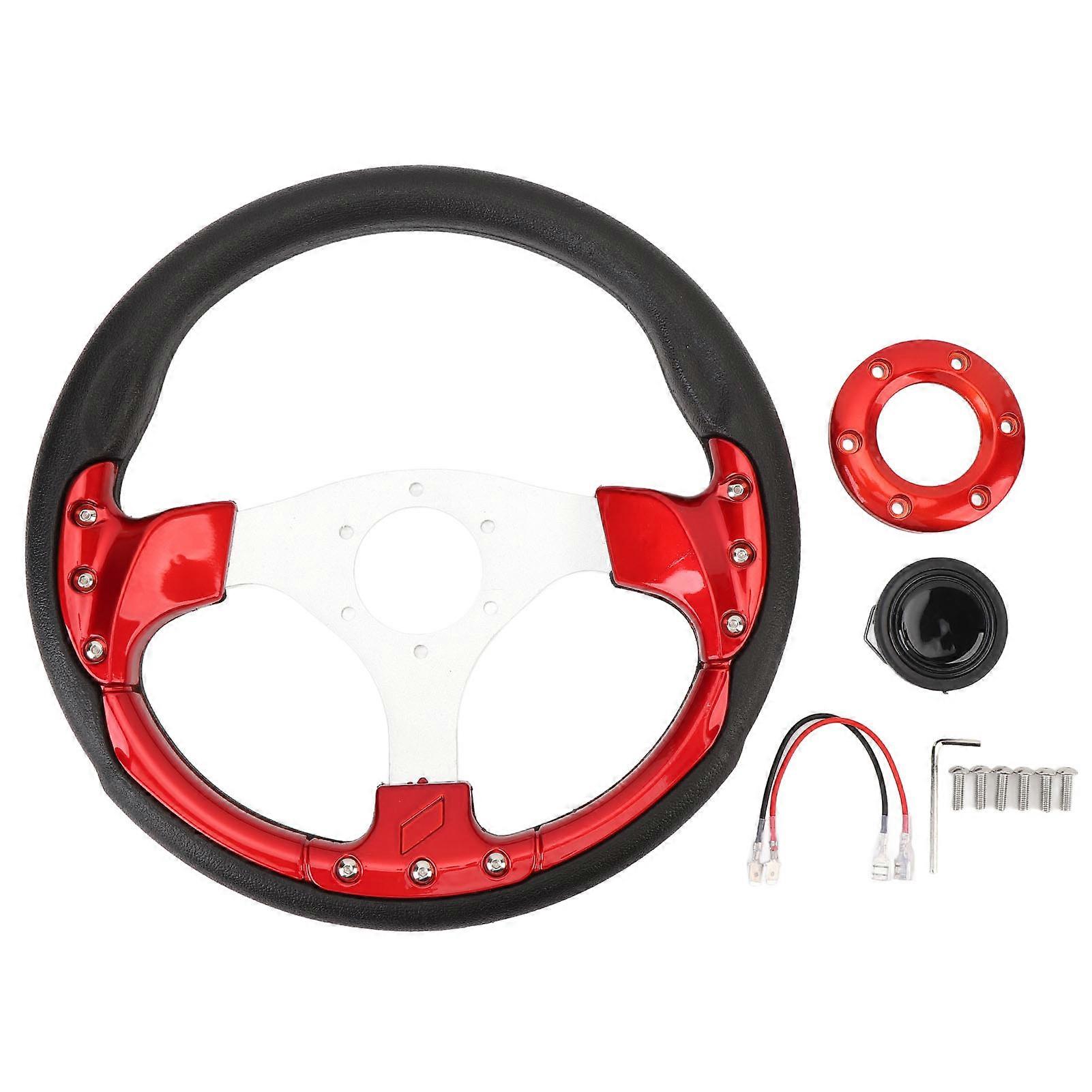 PU steering wheel for vehicle - 13in racing style easy installation