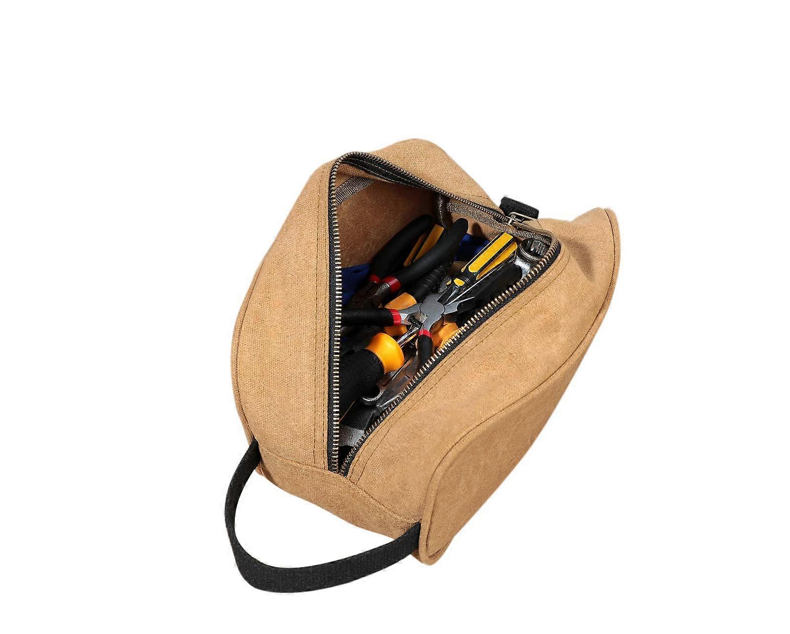16 OZ Waxed Canvas Tool Bag with Khaki Tote Pouch Design for Multi-Purpose Use and Storage Solutions