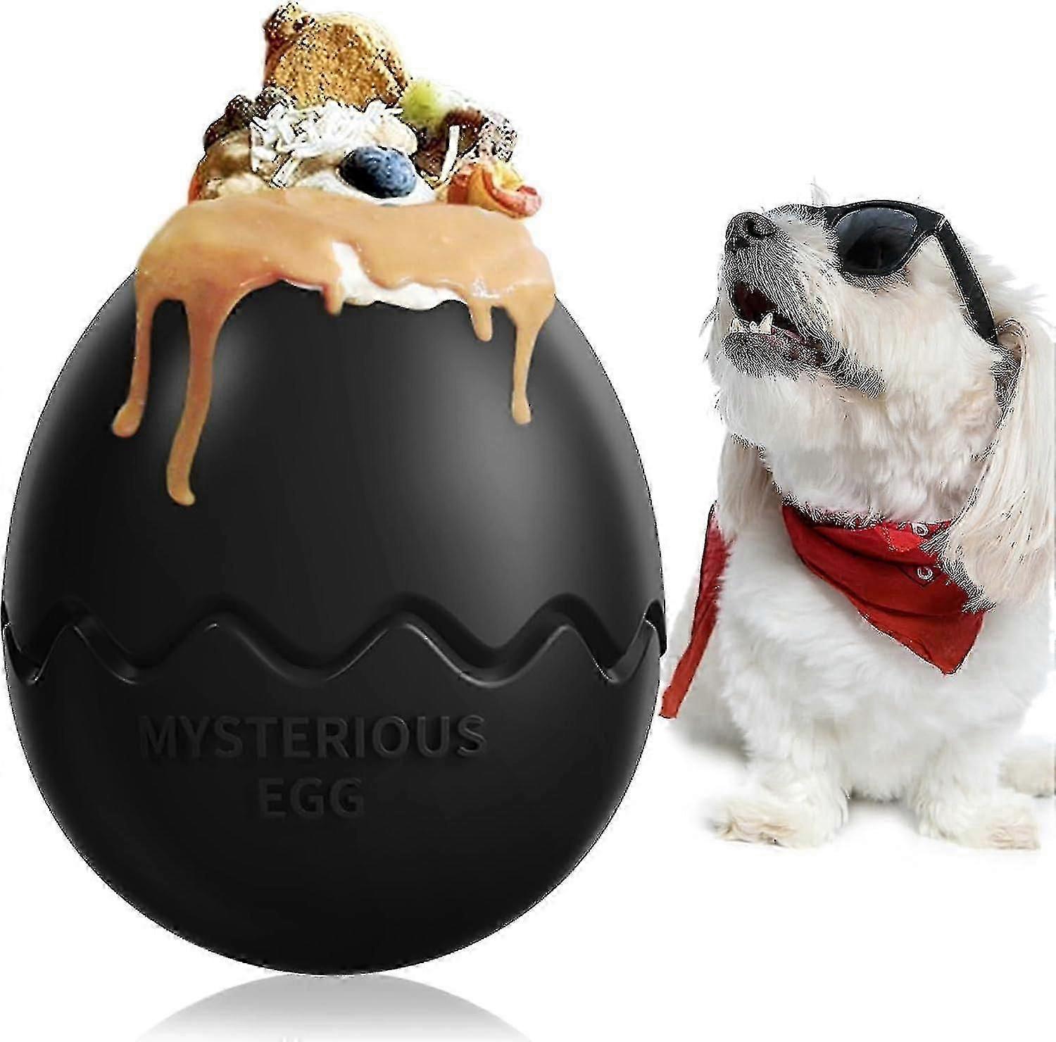 Dog slow feeder and food-dispensing dinosaur egg toy