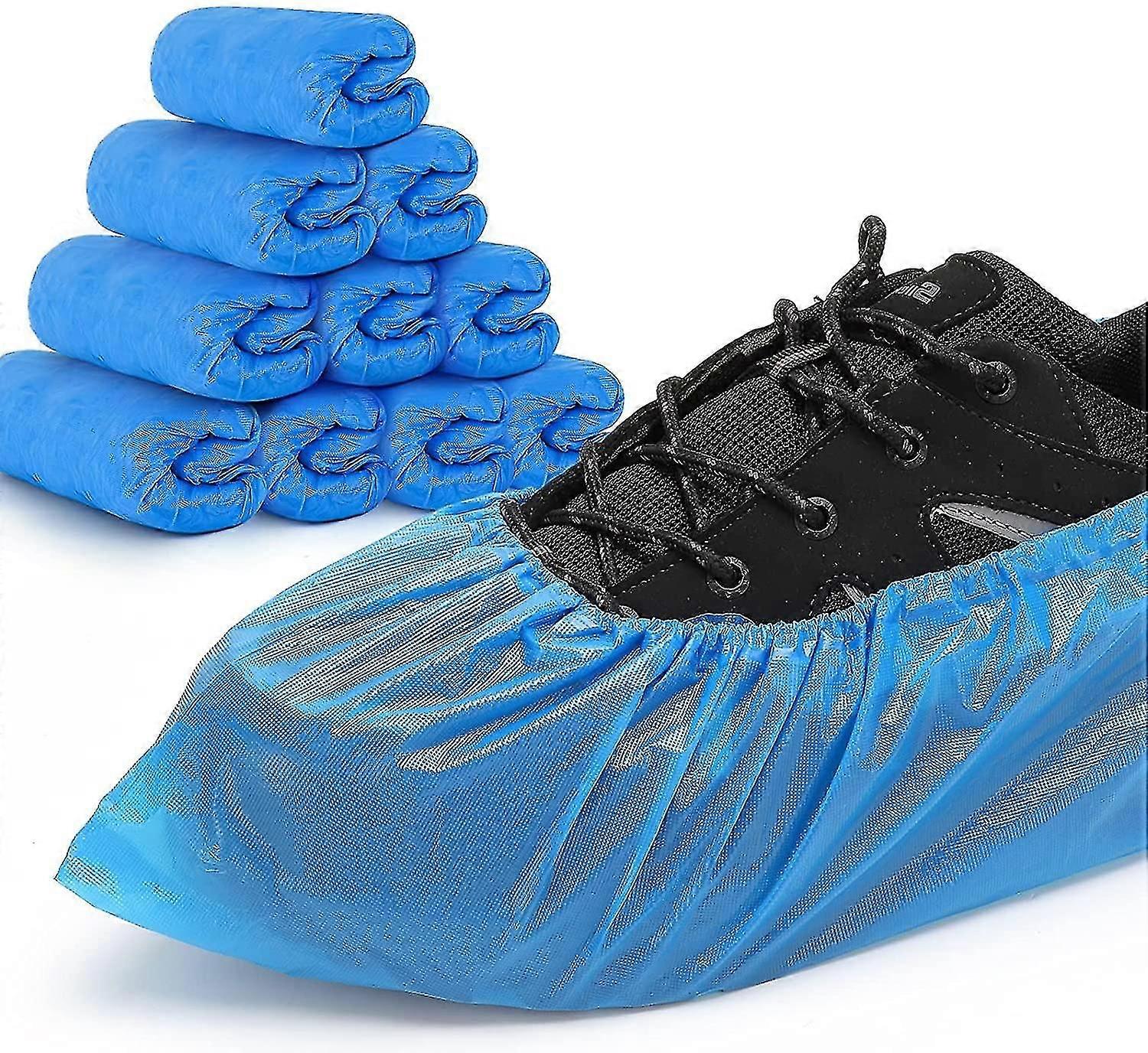 أغطية الأحذية المتاح عدم الانزلاق للداخلية -100 حزمة (50 زوجا) للماء قسط الجوارب Cpe أحذية واقية الأغطية ، يناسب ما يصل إلى حجم 11 لنا الرجال