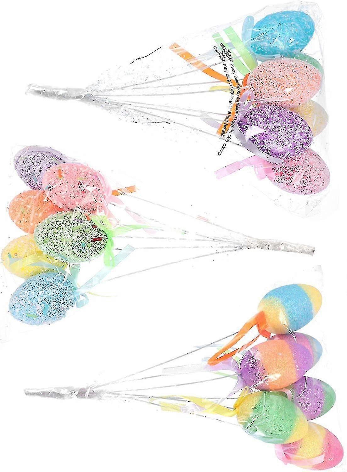 18pcs Easter Eggs, Foam Easter Eggs, Colorful Artificial Easter Egg Decorating Kits, Easter Ornament Easter Party Favor - JXLGV