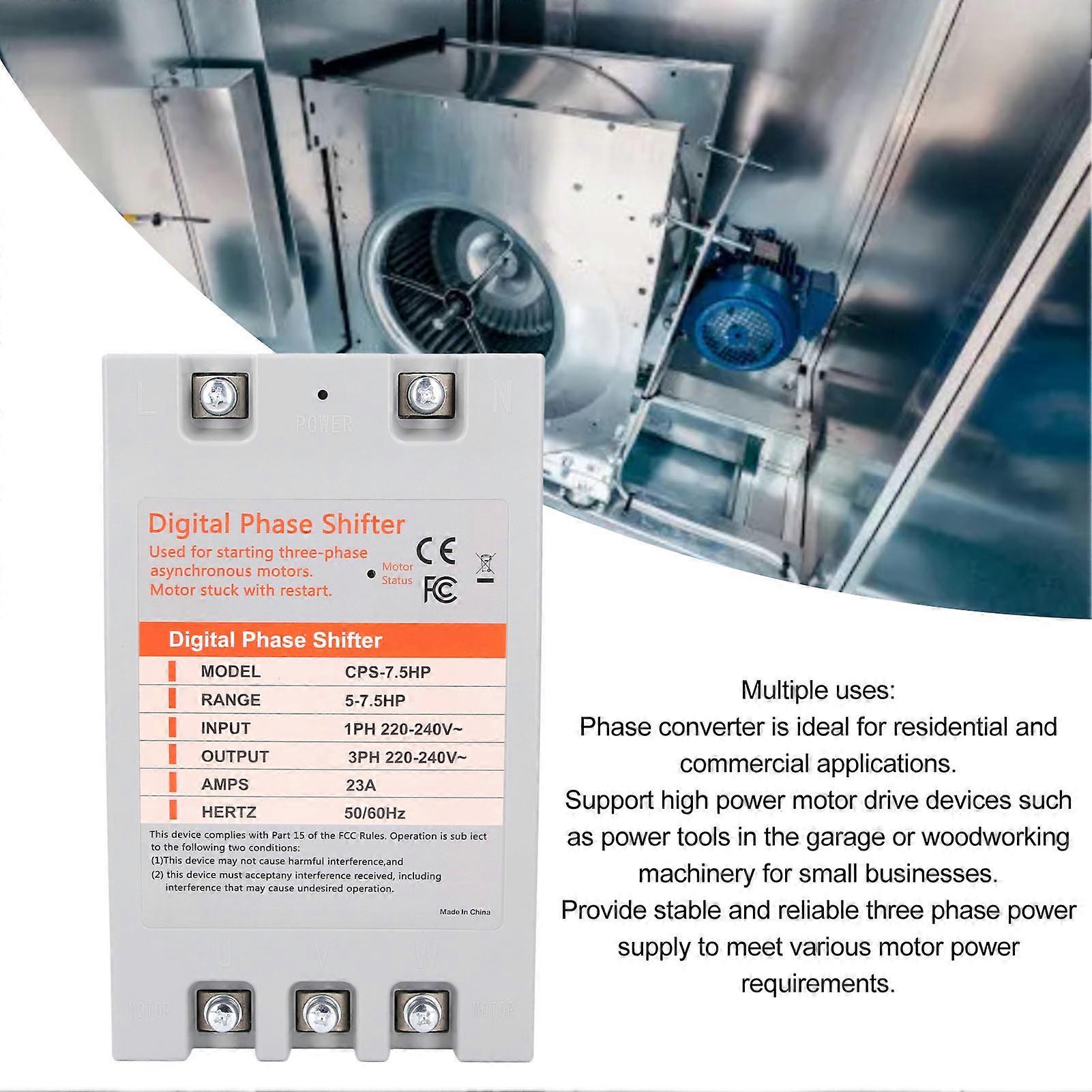 Single-phase to three-phase digital phase converter 7.5 horsepower 220-240 VAC