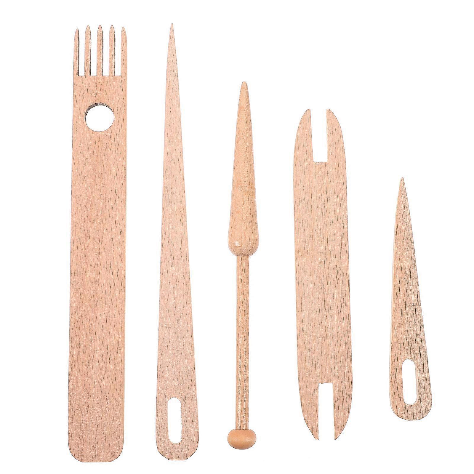 1 Set Weaving Loom Tools Wooden Needle Comb with Pick Up Stick Weaving Tools