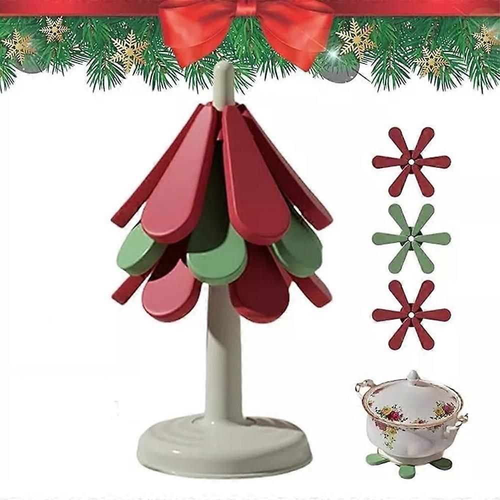 Christmas Tree Coasters Silicone, Tree Coasters Silicone Trivets for Hot Dishes