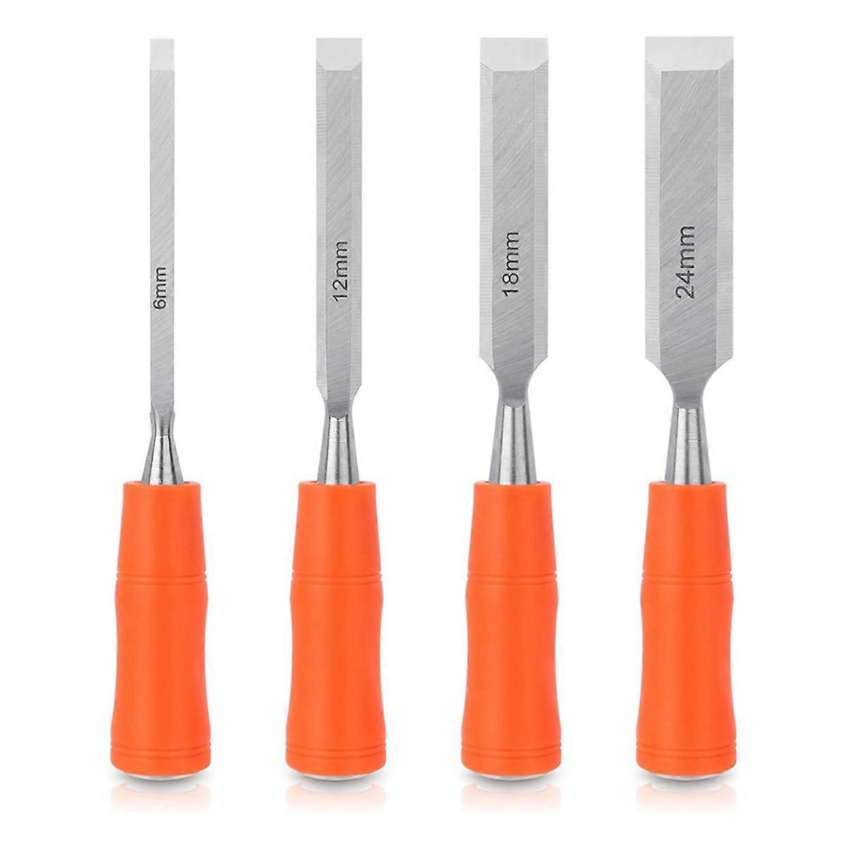 4 Piece Wood Chisel Sets Woodworking Tools Set, Wood Chisels for Woodworking with Steel Hammer End