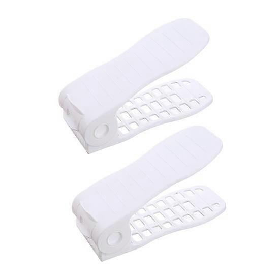 2Pcs Double Layer Shoe Tray Storage Holder Height Adjustable Anti-Slip Design Strong Load-bearing High Heels Shoe Organizers