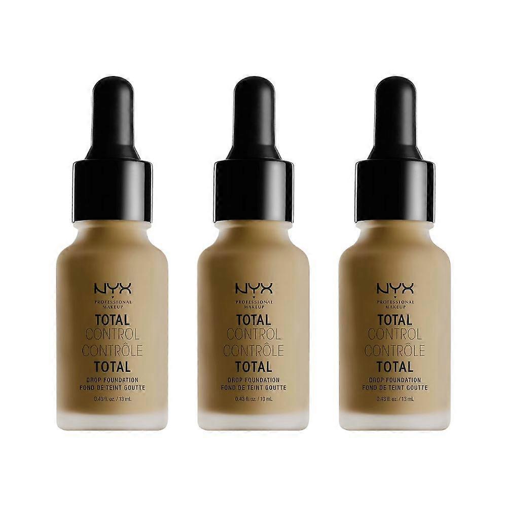 3 x NYX Professionele Make-up Total Control Drop Foundation 13ml - 17 Cappuccino