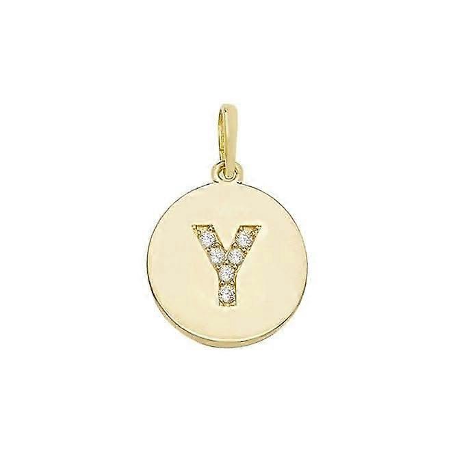 9ct Yellow Gold Round Zirconia Initial Pendant PN610/Y