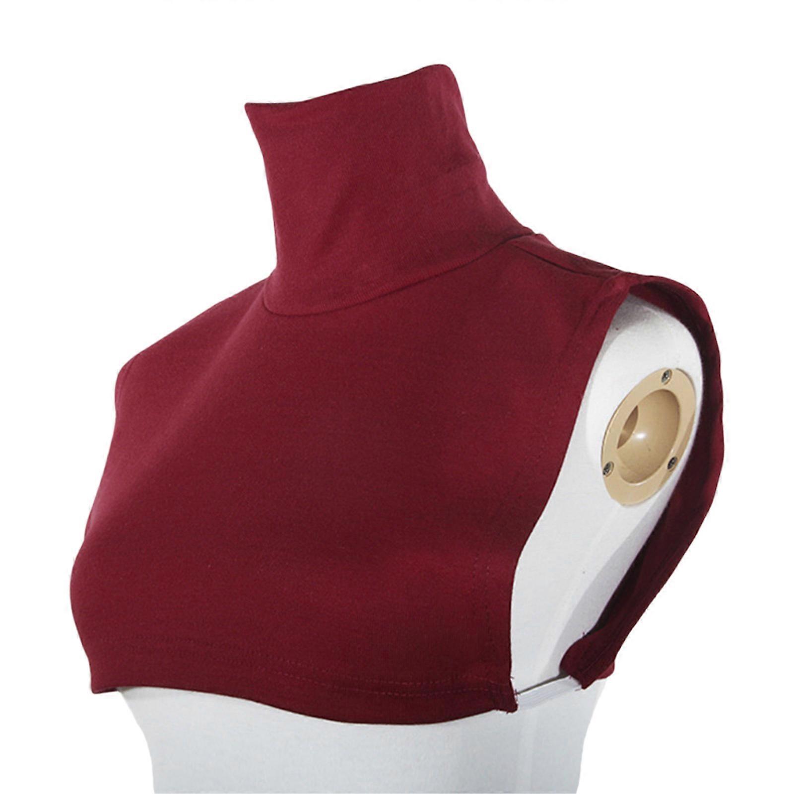 Multipurpose Detachable Mock Turtleneck Collar for Women and Men Solid Color Striped High Neck False Collar Half Top Wine Red