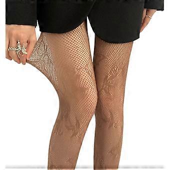 Women See Through Fishnet Mesh Pantyhose Stockings Japanese Aesthetic Hollowed Butterfly Floral Pattern Tights Leggings