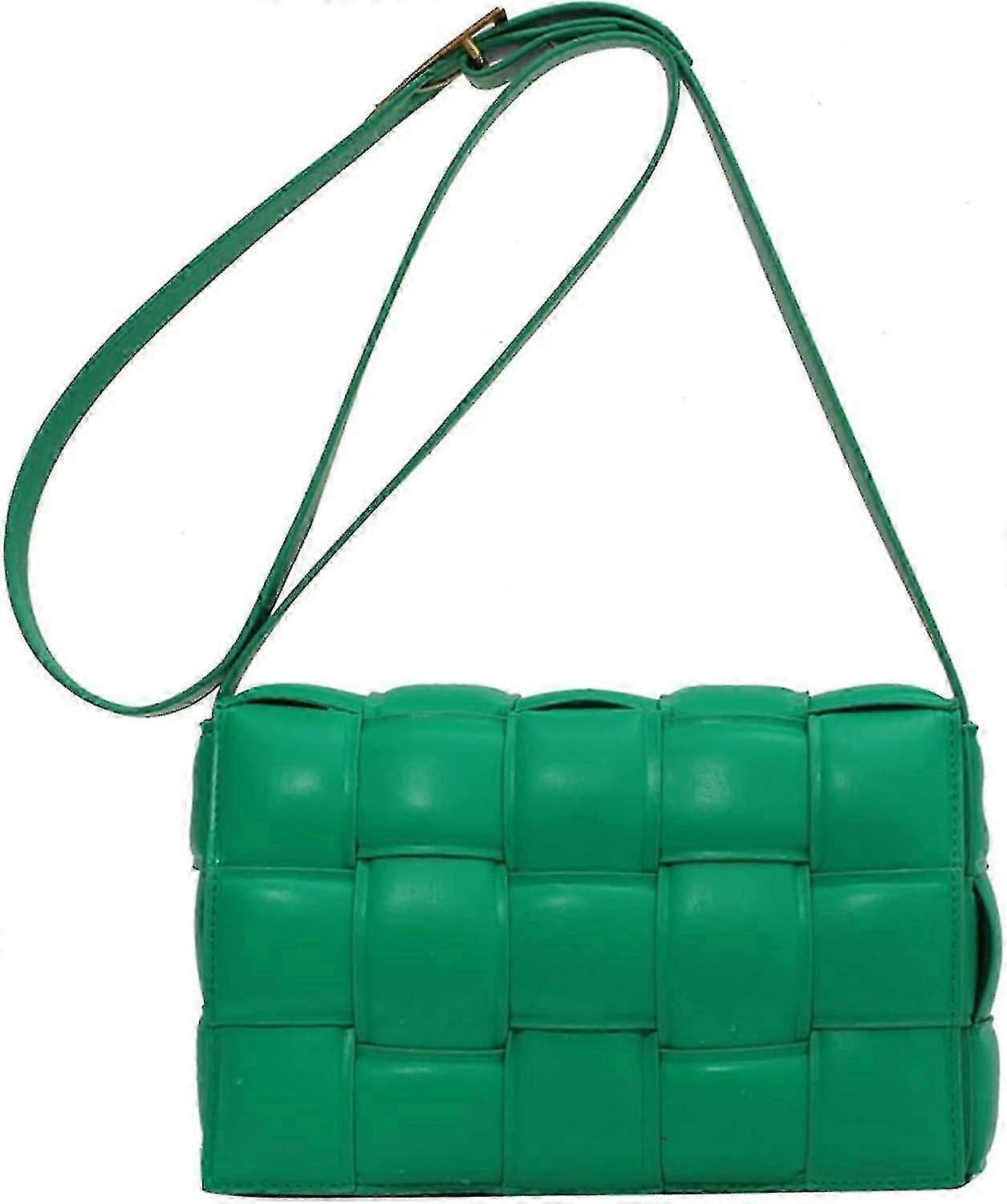Borse a tracolla a cassetta imbottite tessute per le donne, borsa a tracolla piccola borsa alla moda pochette da donna Purse_fc10 verde