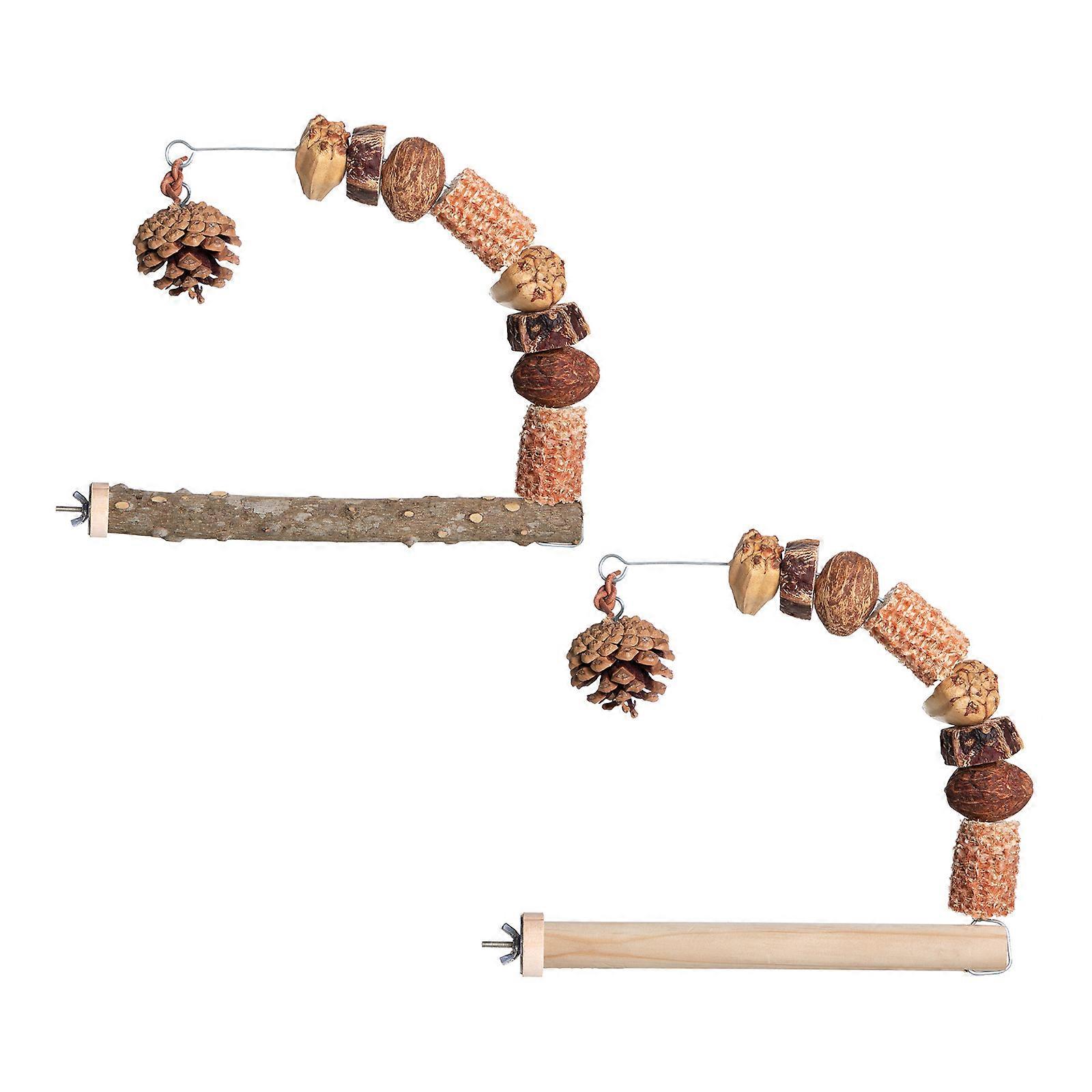 Bird Perches Wood Stand for Parrots with Grinding Arched Pinecone for Safe Chewing and Comfortable Resting Perch Branch