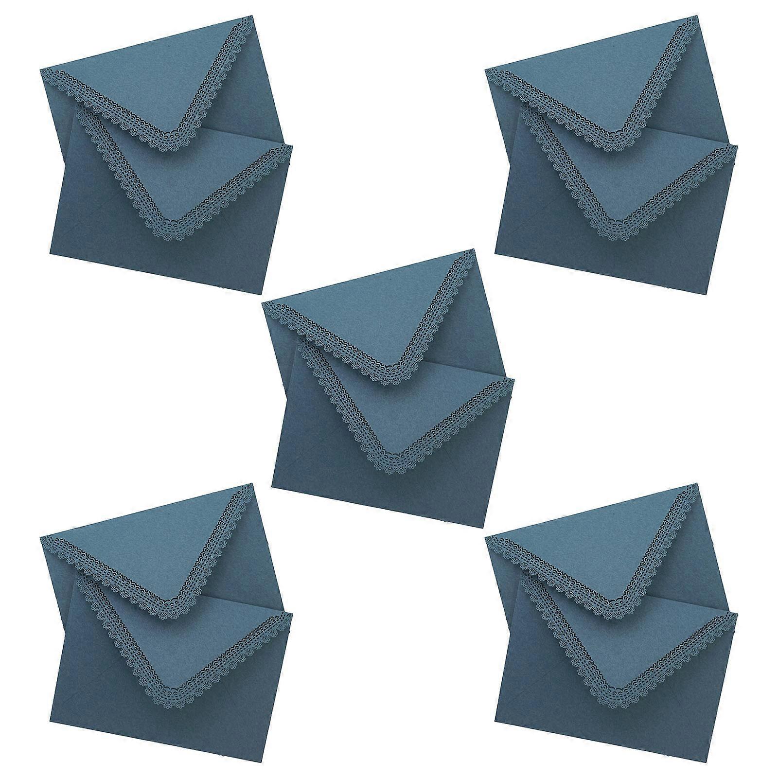 10x/Set Small Invitation Envelopes Gift Envelopes Lace Envelopes for Party Invitations 16x11.3cm/6.30x4.45'' noble blue
