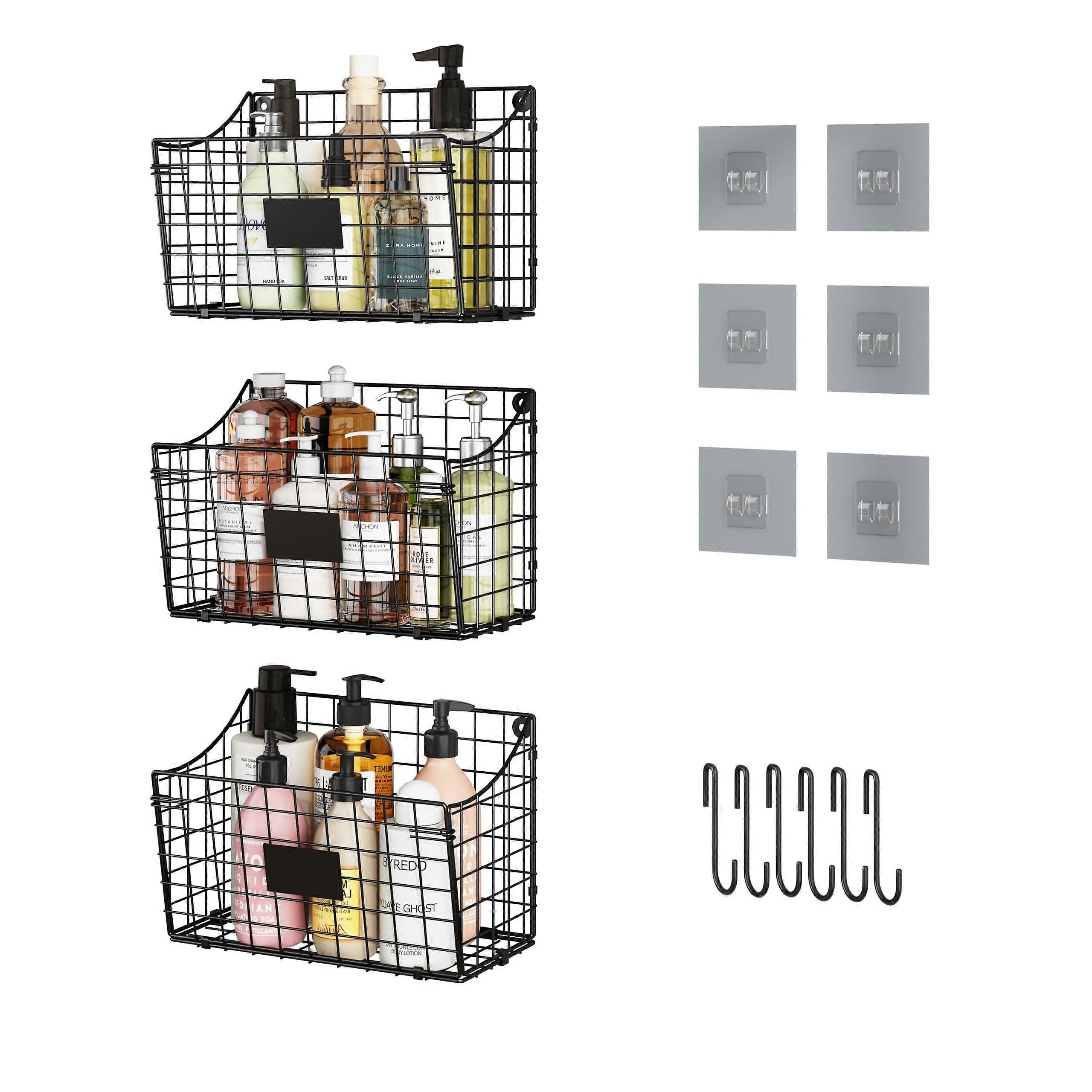3 Pack Wall Mounted Bin Basket for Pantry Storage, 10.6x7.5x5.1 Inch, Durable Plastic, Space-Saving Organization Solution