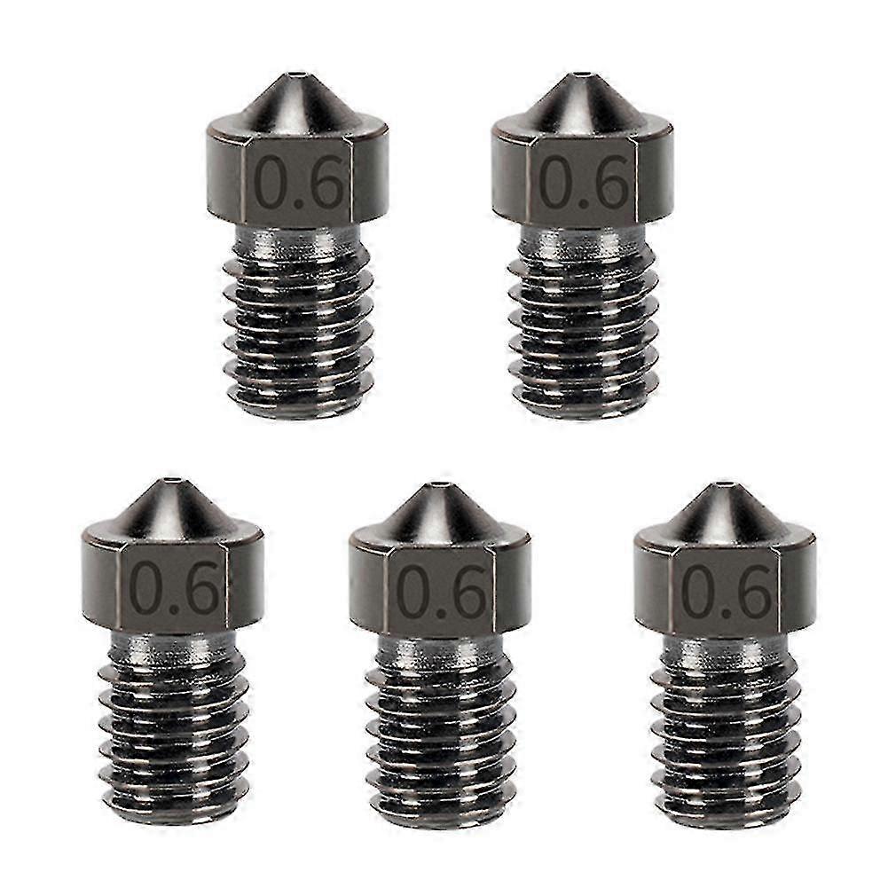 For Prusa I3 Mk3 3D Printer 5pcs 0.6mm Hardened Steel V6 Nozzles for 1.75mm V6 Hotend Aero Extruder