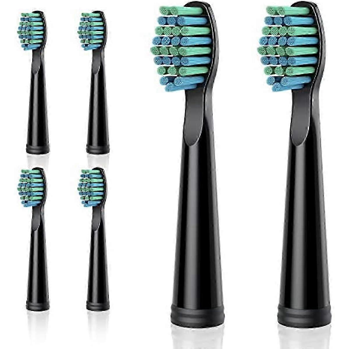 Electric Toothbrush Heads 6pc Brush Head Replacement (Black)