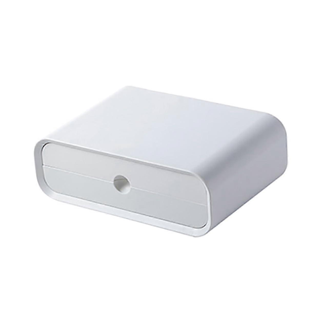 Monitor Stand Riser White Desktop Storage Rack With Drawers, Cable Management, Child Safe, Office And Home Use