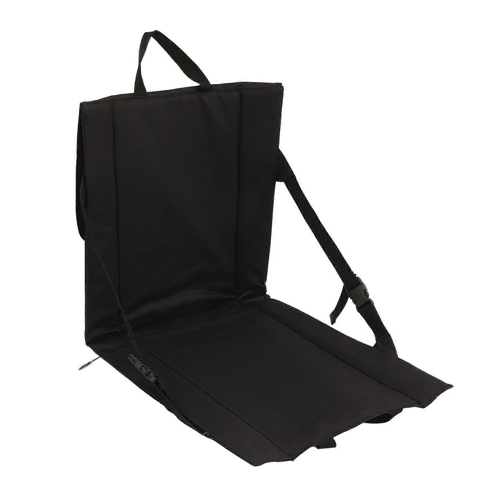 Stadium Seat Cushion Multifunctional Foldable Portable Compact Bleacher Seat Cushion with Net Pocket for Outdoor Black