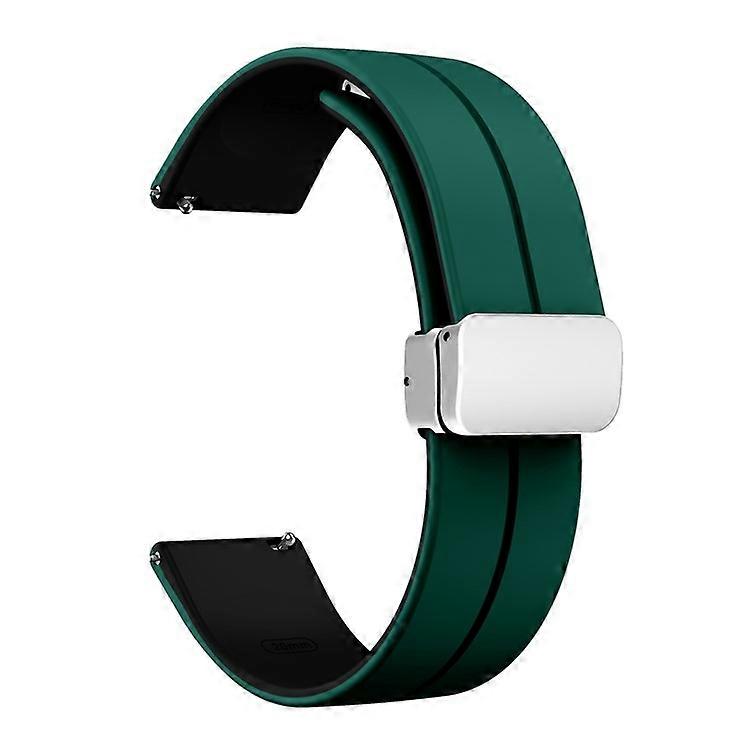Magnetic Silicone Strap Compatible For Garmin vivomove Trend / Style / Luxe , Dual Color 20mm Watch Band with Silver Folding Buckl