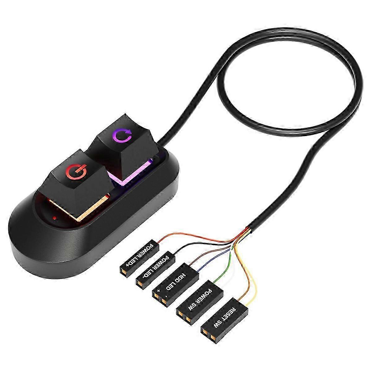 RGB LED Luzes Computador Desktop Switch PC Placa-mãe Partida Externa Ligar/Desligar e Botão de Reset