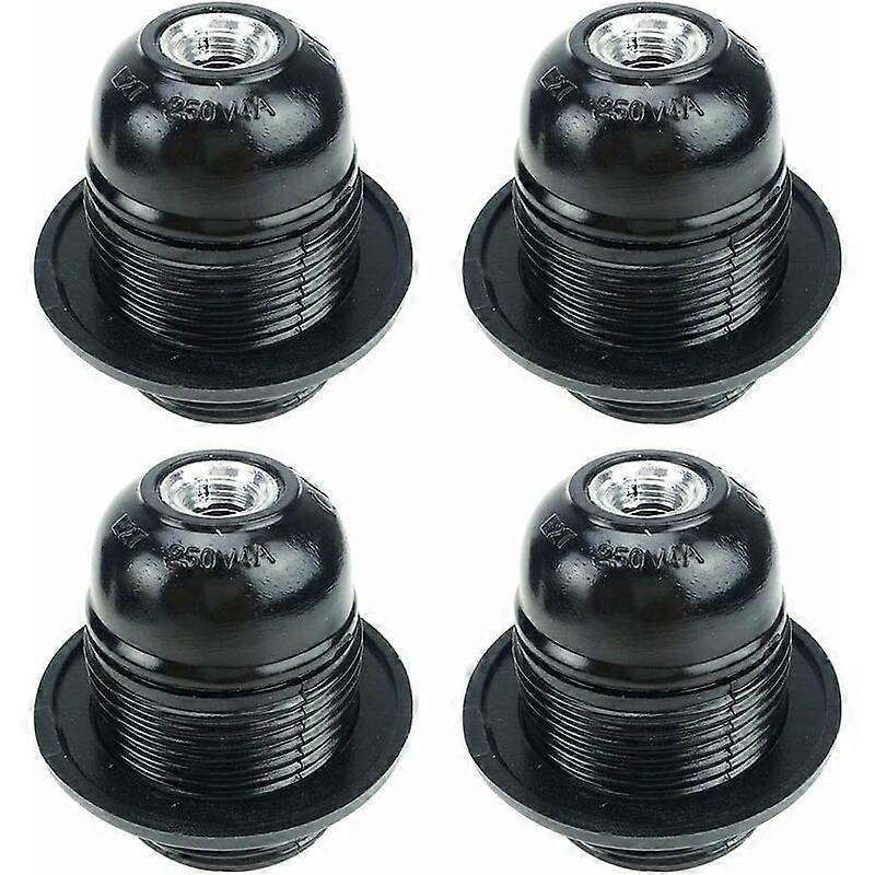 E27 Light Bulb Holder, 4 Pieces E27 Socket, E27 Socket Light Bulb, Solid Light Bulb Socket, Black Adapter Socket, Lamp Socket Decoration Cafe Kitchen 