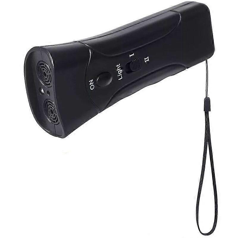 LED Flashlight Without Battery, Ultrasonic Dog Repeller (Double Black)