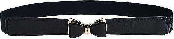 Womens 1" Width Bow Skinny Elastic Waist Belt Stretchy Belt Thin Belt