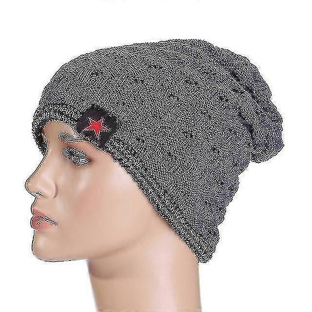 Warm Winter Hat For Man Shaped Star-grey