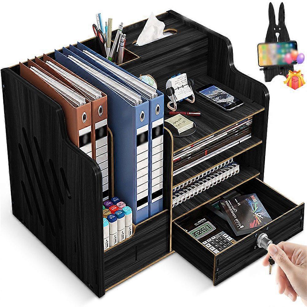 Bookshelf desk organizer, large capacity for office, school, study space, and home essentials