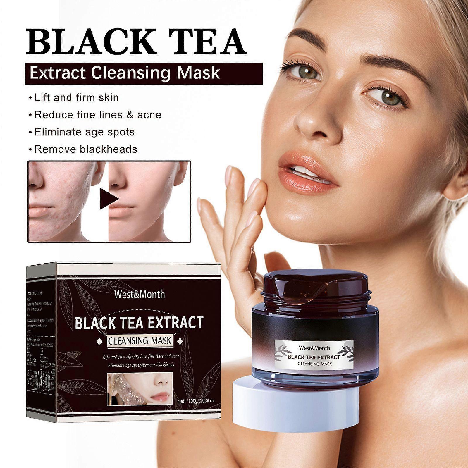 100g Black Tea Clay Mask Daily Facial Pore Cleanser with Smooth Texture