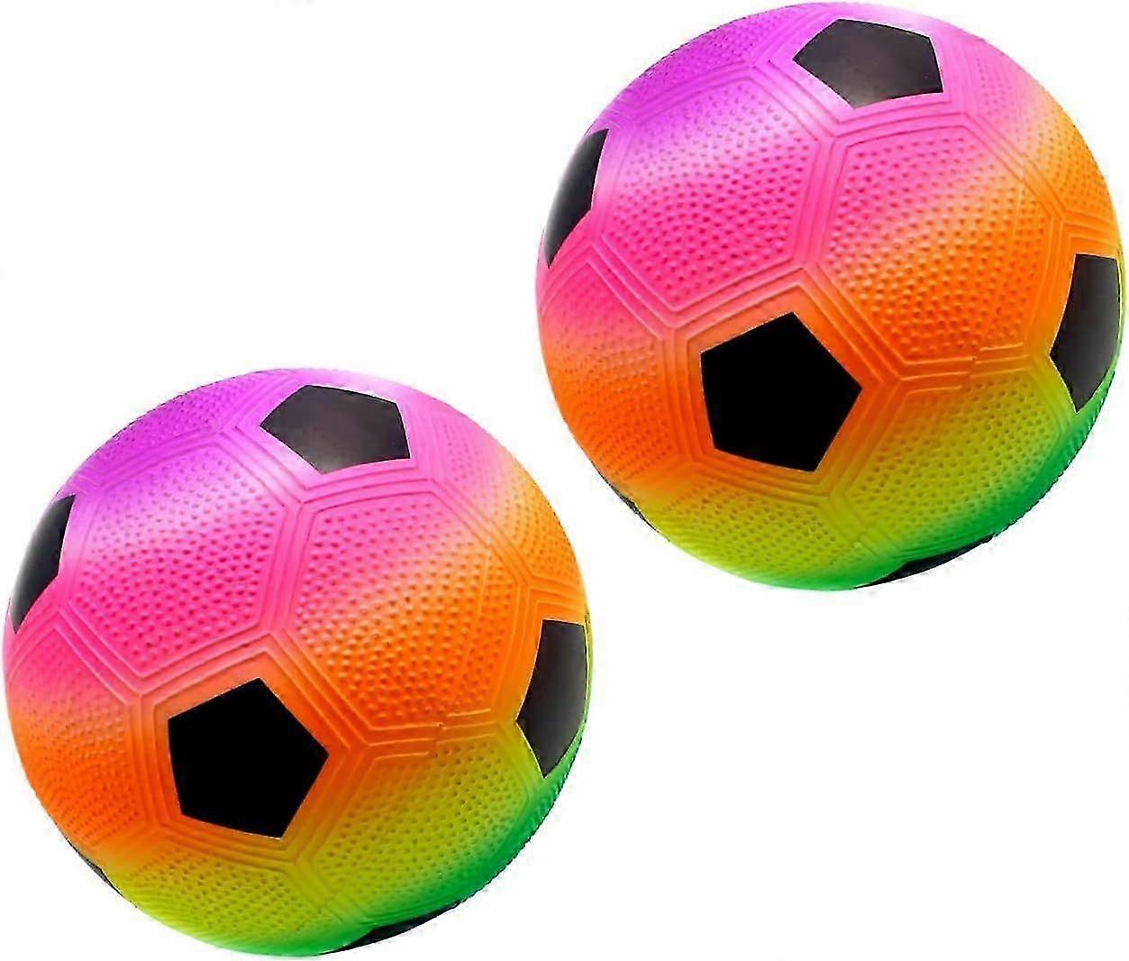 PVC ball for kids. Rainbow inflatable football. Soft ball for kids. Perfect ball for playing at the beach, park, pool, on vacation. 23 cm diameter.