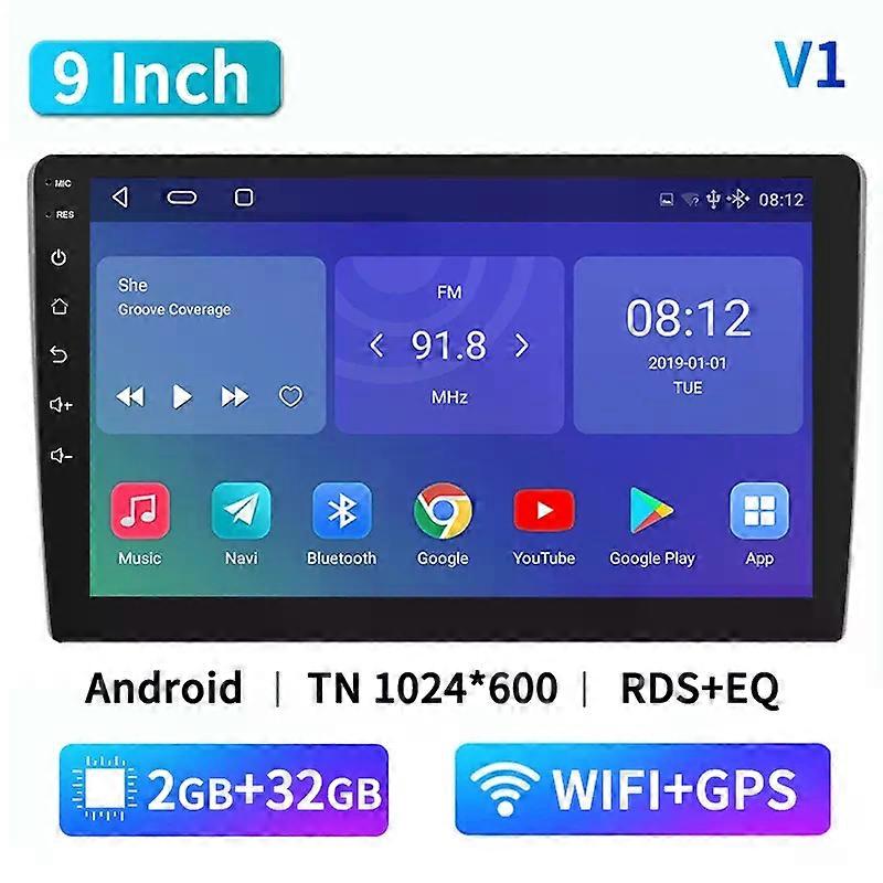 AHOUDY Universal 9 Zoll 2 Din Autoradio Android 12 Multimedia-Player Carplay Android Auto Bluetooth GPS-Navigation