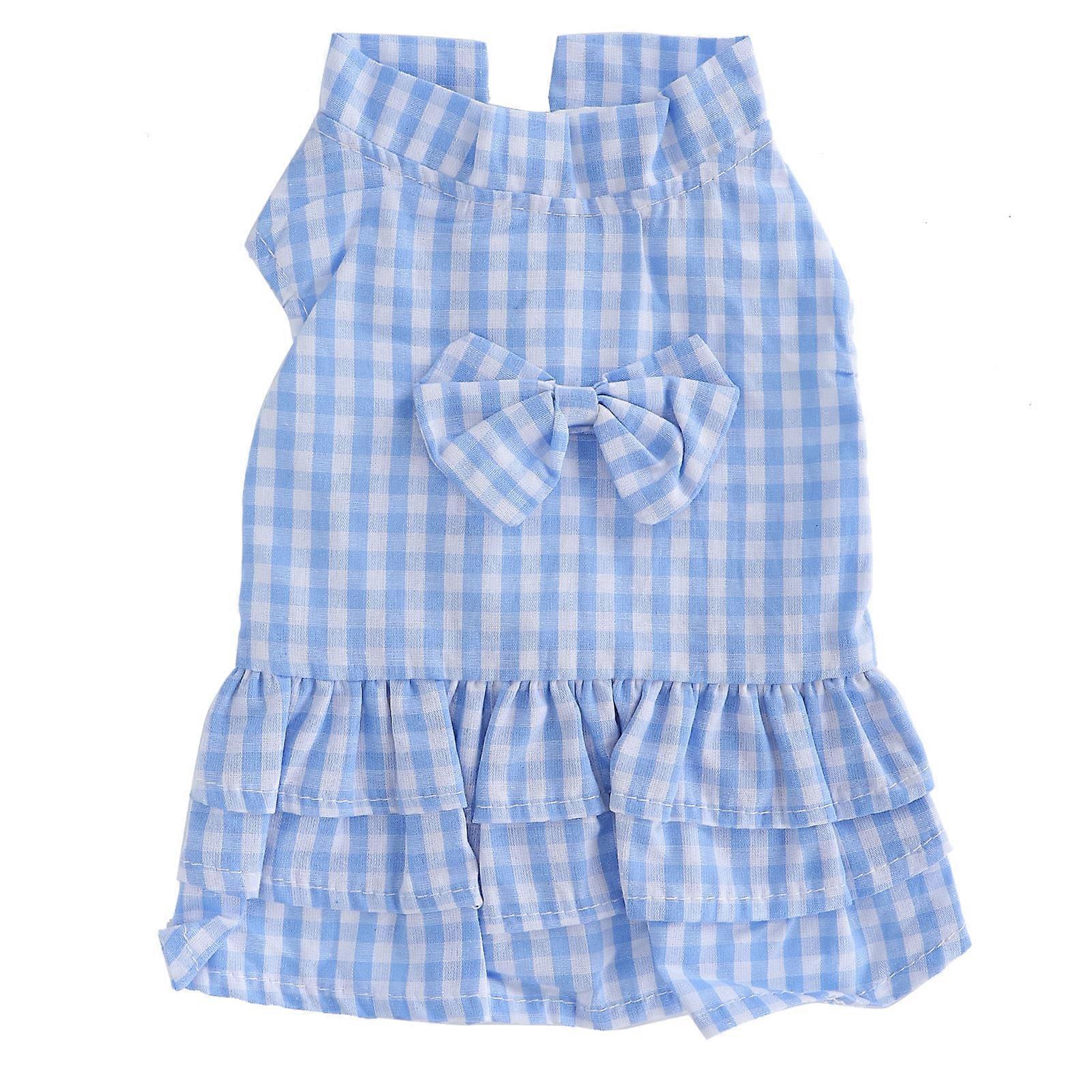 Haine de vară albastru pentru animale de companie Câine Poliester Fără mâneci TShirt fustă BowKnot rochie (XZD221 Bleu L)
