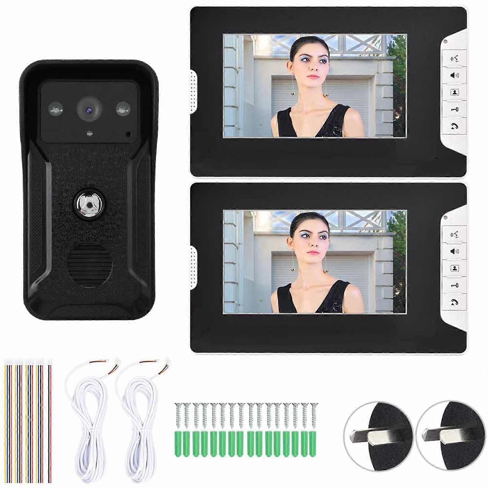 Color Video Intercom Doorbell - 7" LCD, Night Vision & Adjustable Settings